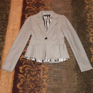 Nanette Lepore grey wool pinstripe blazer